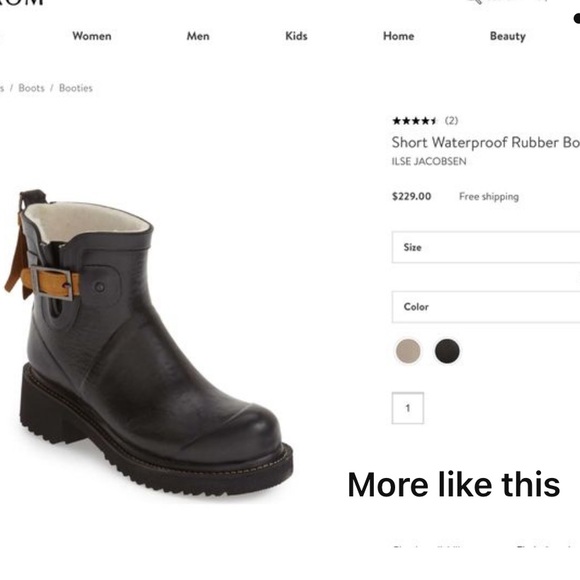 Ilse Jacobsen Black Rubber Chelsea Lug Sole Short Ankle Rain Boot 8 38 - Picture 9 of 11